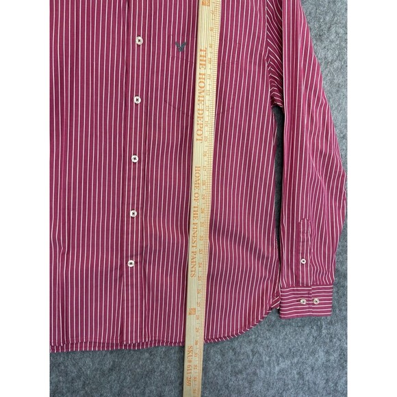 American Eagle Shirt Men's L Pink Striped Button Up Long Sleeve Preppy - Picture 4 of 7